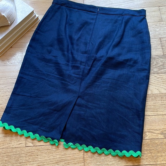J Crew linen pencil skirt navy size 10 - Picture 7 of 9